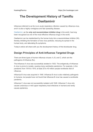 The Development History of Tamiflu Oseltamivir