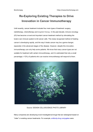 Re-Exploring Existing Therapies to Drive Innovation in Cancer Immunotherapy