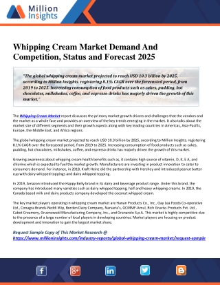 Whipping Cream Market Demand And Competition, Status and Forecast 2025