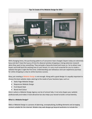 Tips To Create A Pro Website Design for 2021