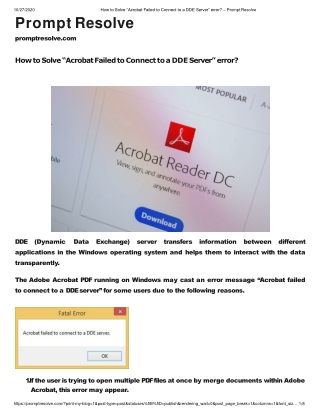 How to Solve “Acrobat Failed to Connect to a DDE Server” error?