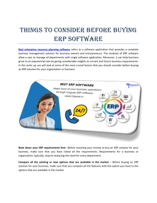 Things to Consider before Buying ERP Software