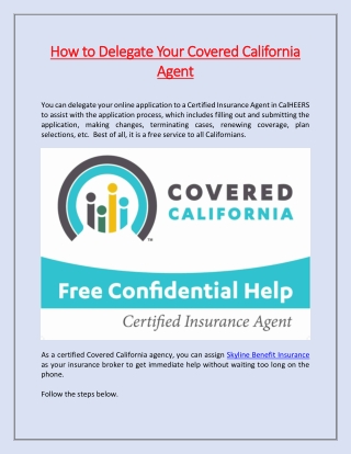 How to Delegate Your Covered California Agent