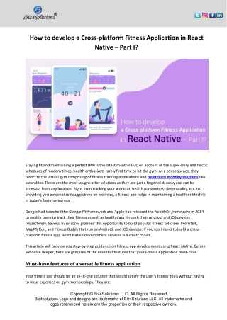 How to develop a Cross-platform Fitness Application in React Native – Part I