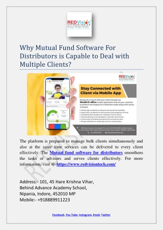 Why Mutual Fund Software For Distributors is Capable to Deal with Multiple Clients?