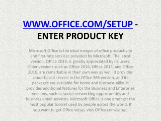 www.Office.com/Setup - Enter product key - Office Setup