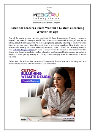 Essential Features Users Want in a Custom eLearning Website Design