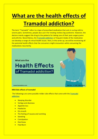 What are the health effects of Tramadol addiction?