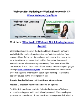 Webroot Not Updating or Working! How to fix it?- Www.Webroot.Com/Safe