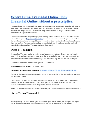 Where I Can Tramadol Online | Buy Tramadol Online without a prescription