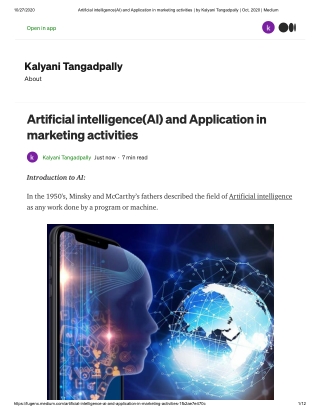 Artificial intelligence(ai) and application in marketing activities