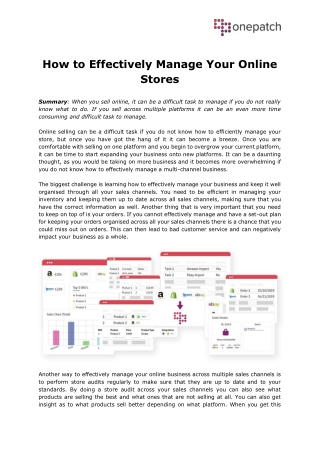 How to Effectively Manage Your Online Stores