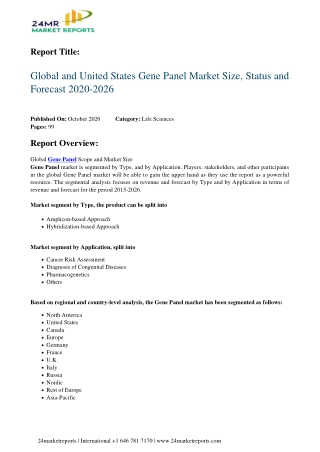 Gene Panel Market Size, Status and Forecast 2020-2026