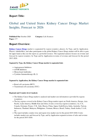Kidney Cancer Drugs Market Insights, Forecast to 2026