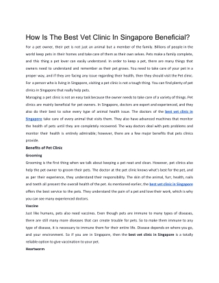 How Is The Best Vet Clinic In Singapore Beneficial?