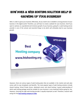 How Does a Web Hosting Solution Help in Growing Up Your Business?