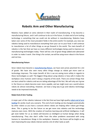 Robotic Arm and Other Manufacturing
