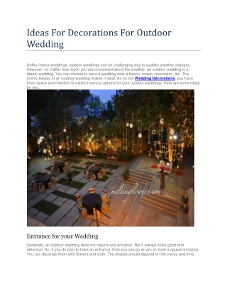 Ideas For Decorations For Outdoor Wedding