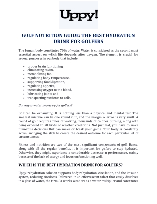 Golf Nutrition Guide The Best Hydration Drink for Golfers