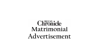Deccan Chronicle Matrimonial Advertisement