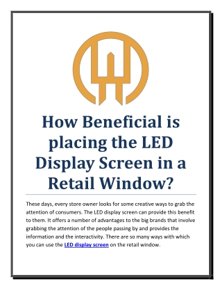 How Beneficial is placing the LED Display Screen in a Retail Window?