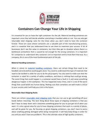 Containers Can Change Your Life in Shipping