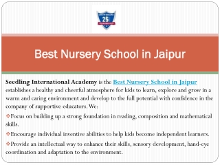 Best Nursery School in Jaipur - SIA