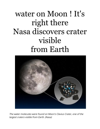 water on Moon!It's right there Nasa discovers crater visible from Earth