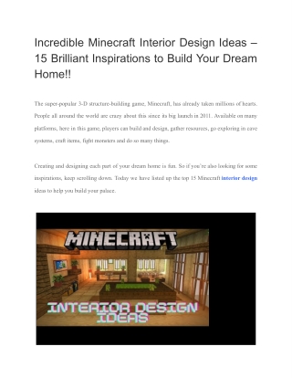 Incredible Minecraft Interior Design Ideas