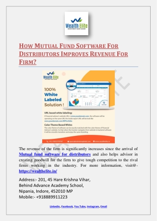 How Mutual Fund Software For Distributors Improves Revenue For Firm?