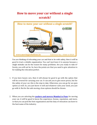 How to move your car without a single scratch?