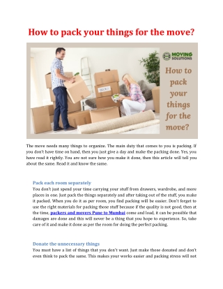 How to pack your things for the move?
