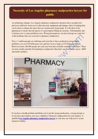 Choose Los Angeles pharmacy malpractice lawyer to instantly recover compensation!