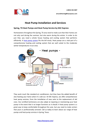 Heat Pump Installation and Services in Spring TX | KAC Express