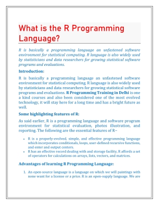 What is the R Programming Language?