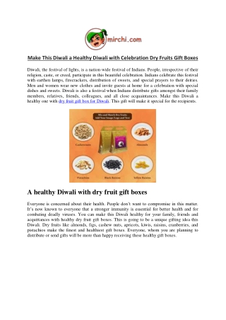 Make This Diwali a Healthy Diwali With Celebration Dry Fruits Gift Boxes