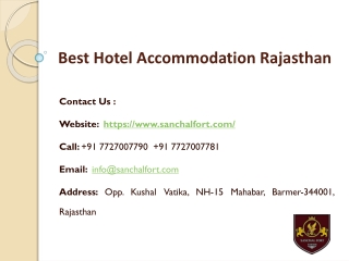 Best Hotel Accommodation Rajasthan