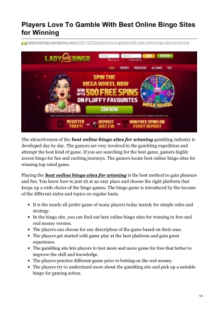 Players Love To Gamble With Best Online Bingo Sites for Winning