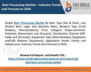 Impact Assessment Of Covid-19 Outbreak On Beer Processing Market