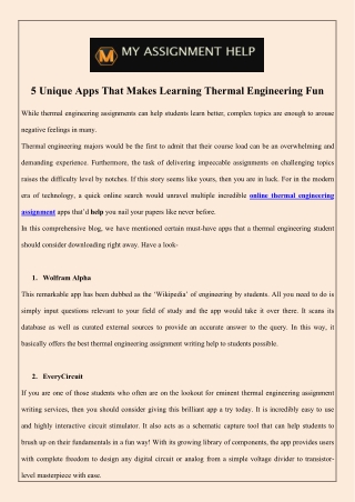 5 Unique Apps That Makes Learning Thermal Engineering Fun