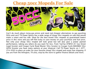 Cheap 50cc Mopeds For Sale