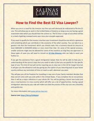 How to Find the Best E2 Visa Attorney
