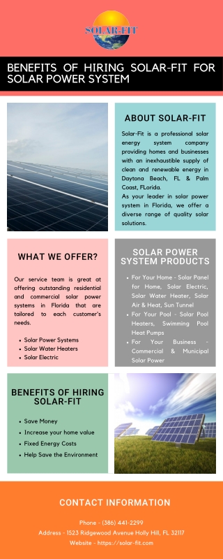 Benefits of Hiring Solar-Fit for Solar Power System