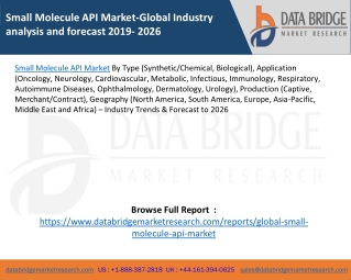 Small Molecule API Market-Global Industry analysis and forecast 2019- 2026