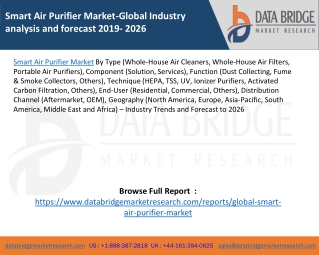 Smart Air Purifier Market-Global Industry analysis and forecast 2019- 2026