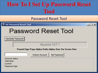 How To I set up password Reset Tool