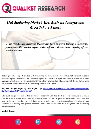 LNG Bunkering Market Size, Growth, Demand and Forecast Report by 2027