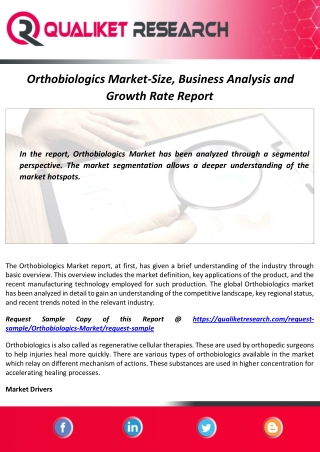 Orthobiologics Market Overview with COVID-19 Impact and Forecast Report by 2027