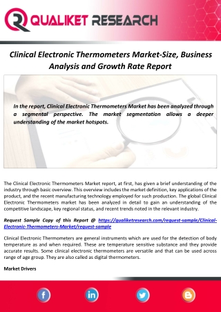 Clinical Electronic Thermometers Market Size, Growth and Forecast Report by 2027