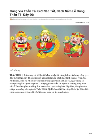 Cúng Vía Thần Tài Giờ Nào Tốt, Cách Sắm Lễ Cúng Thần Tài Đầy Đủ